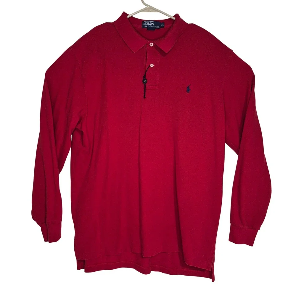 Polo Ralph Lauren Polo Shirt Mens XL Red Long Sleeve Pique Cotton Pony NWOT FLAW